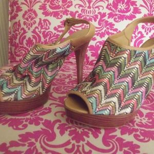 Nine West platform slingback heels.